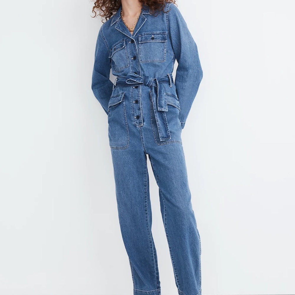 Madewell Denim Tie-Waist Jumpsuit in Claireville Wash - Picture 2 of 5